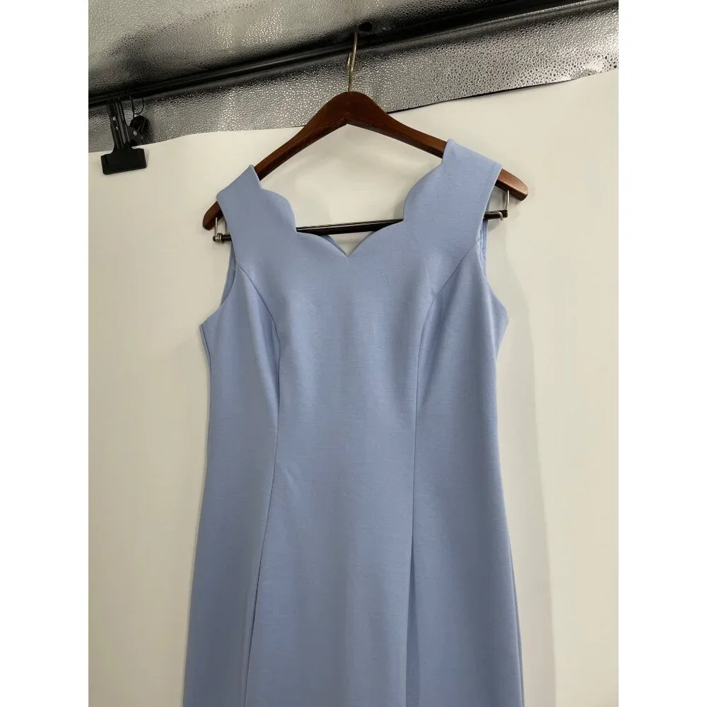 NWT Talbots Womens 6P Sleeveless Scalloped Neck Sheath Dress Blue Feminine - Picture 2 of 8